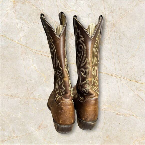 Justin Pre-Owned Men’s Brown Leather Western Boots / SZ: 9D - Picture 4 of 8